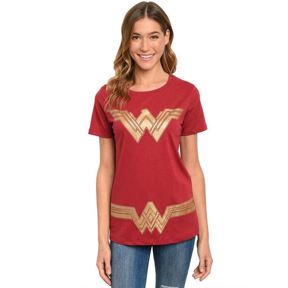 New Women's Wonder Woman Costume T-Shirt Superhero Dress Up Tee DC Comics - Picture 1 of 7